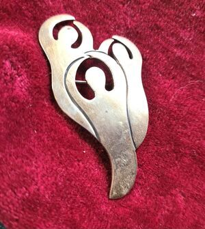 Vintage Sterling Silver Free Spirit Trio Modernist Artisan Signed Brooch Pin